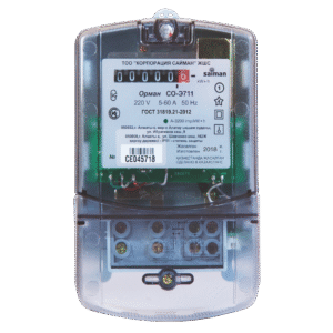 Счетчик электроэнергии однофазный однотарифный Орман СО-Э711 Т1 Bluetooth 220V (5-60А) Код CJ